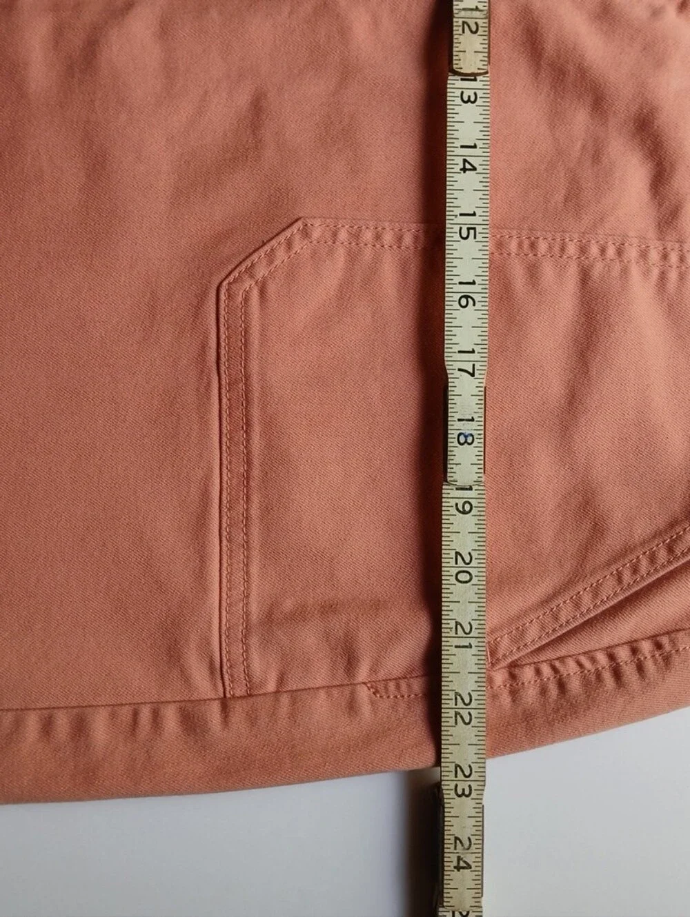 Liz Claiborne Women's Front Button Pencil Denim Skirt, Coral Haze, Size 16